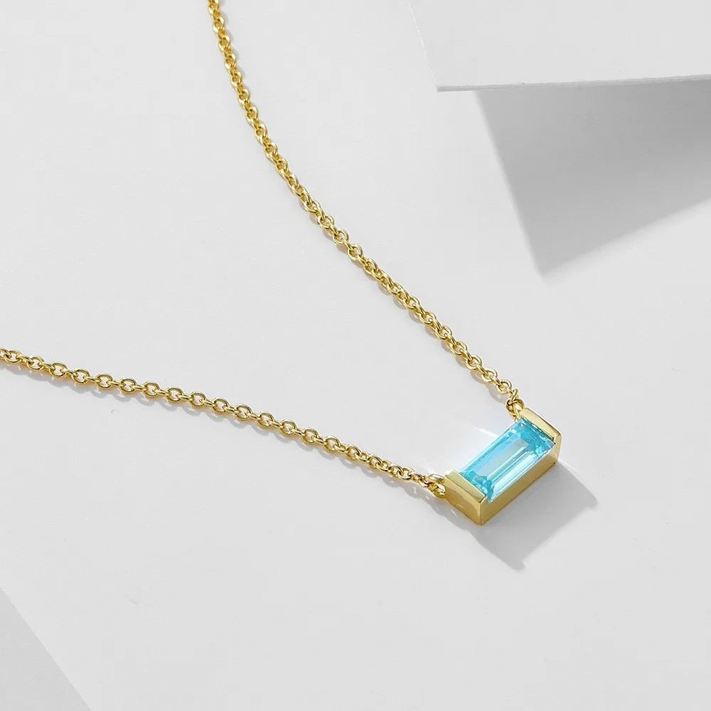 Women Girls 925 Sterling Silver Birthstone Necklace Gold Plated 12 Colors Cubic Zirconia Choker Jewelry Wholesale Manufacturer