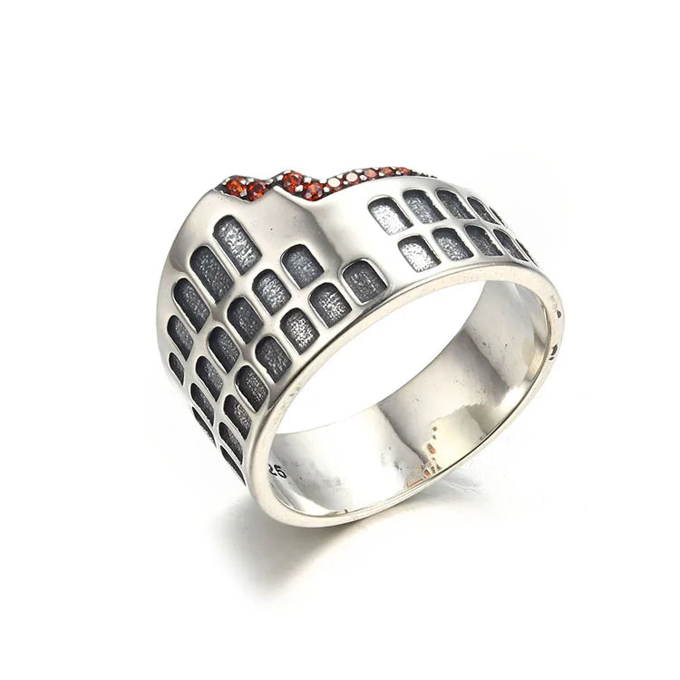 Factory Direct Multi- Color Red Zircon Oxide 925 Silver Ring Jewelry Design Colosseum Ring for Girls