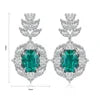 Gemfiori Classic 925 Sterling Silver Rhodium Plated Drop Earrings Lab Grown Emerald Oval Vintage Women's Ready Ship Engagement Gift