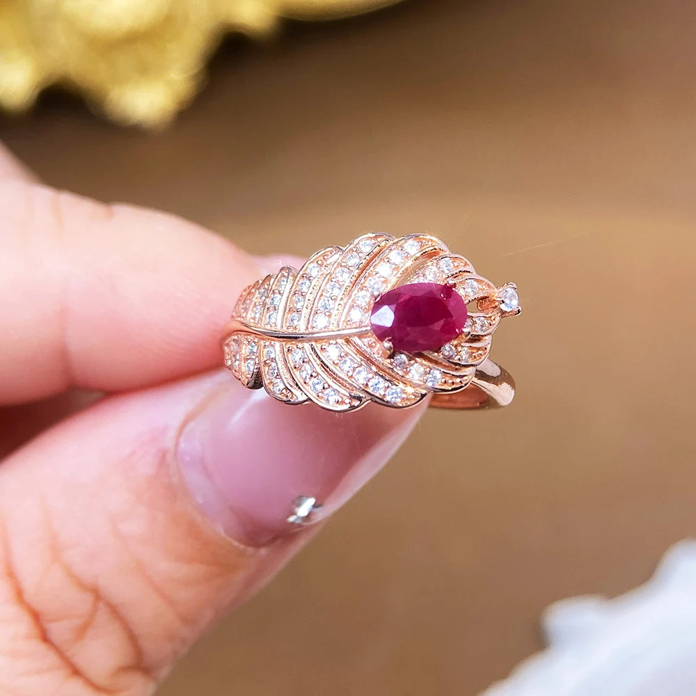 Gioiellieri 925 Sterling Silver Gold Plated Gemstone Ring Natural Ruby Prong Set Certified for Engagement Anniversary Parties Everyday Wear