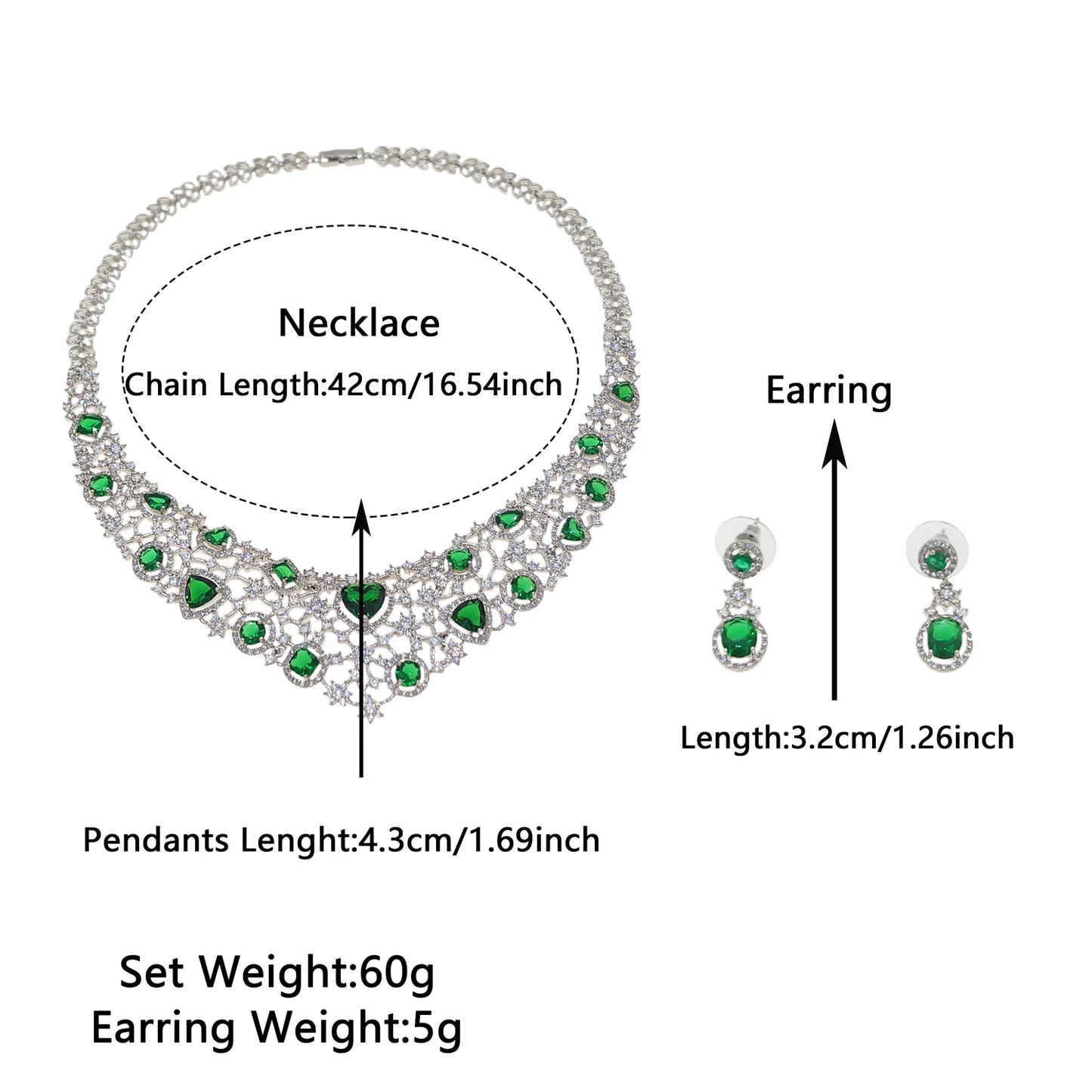 Zhuerrui Dubai Luxury Emerald Jewelry Two Sets of Nigerian Noble Wedding Necklace Earrings Factory Spot Second HairZA23003085