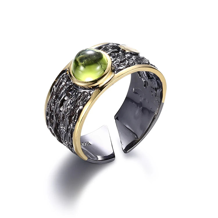 Gold Plated Antique Amethyst Jewelry Ring with Black Gold Plated