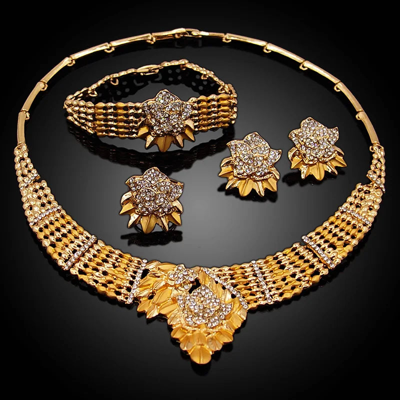 Zhuerrui Nigerian 18k Gold Plated Jewelry Set Brazil Gold Designer Wedding Jewellery Set HD20072314