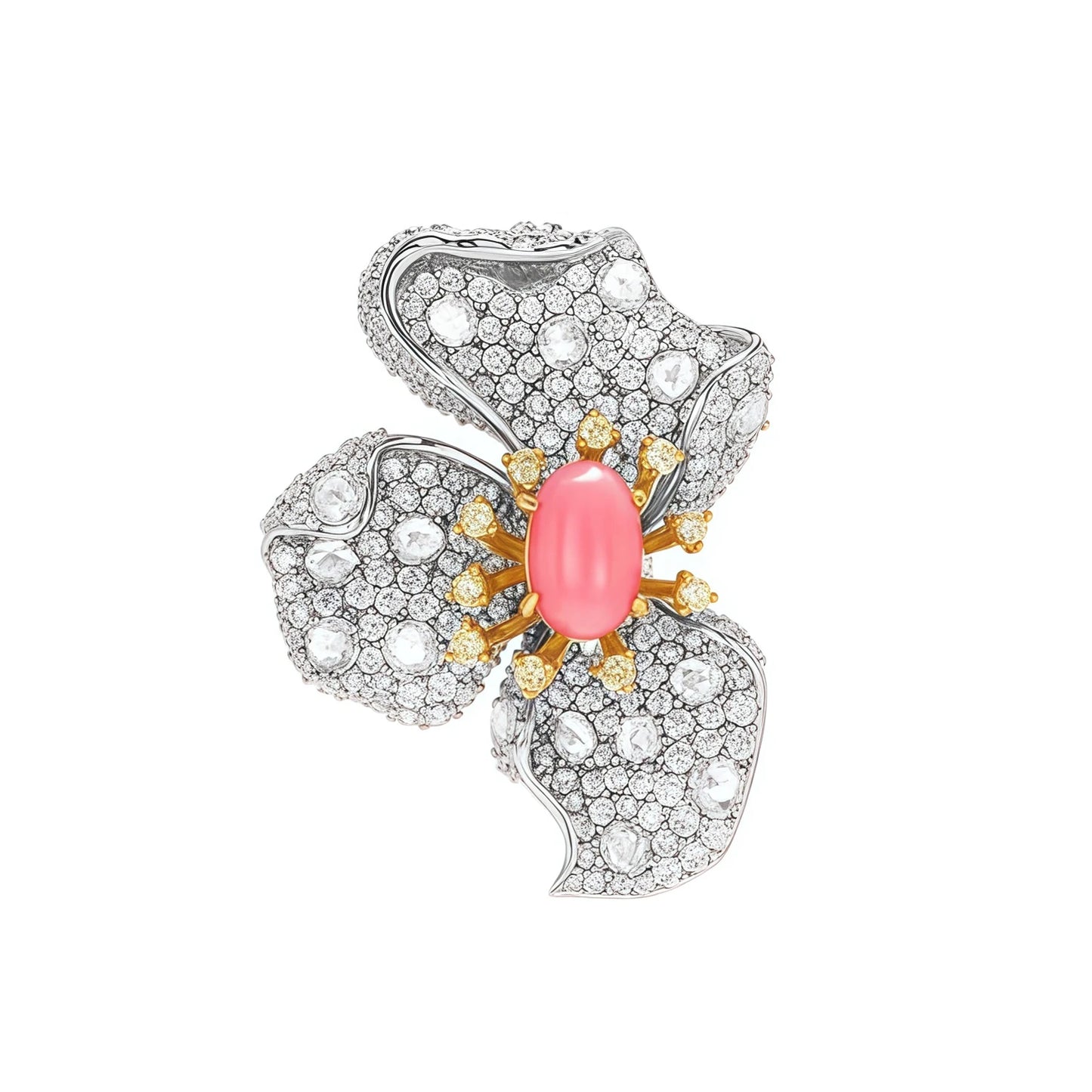 MUSHAN 925 Sterling Silver Luxury High Carbon Diamond Pink Conch Beads Flower Stud Earrings for Women's Anniversaries Gifts