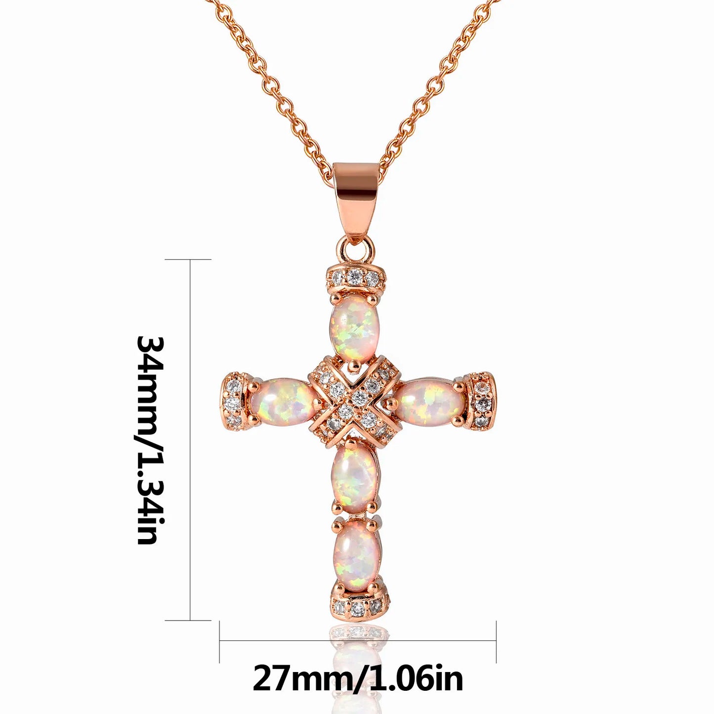 TikTok & Instagram Fashionable Sporty Brass Alloy Cross-shaped Opal Pendant Necklace for Parties
