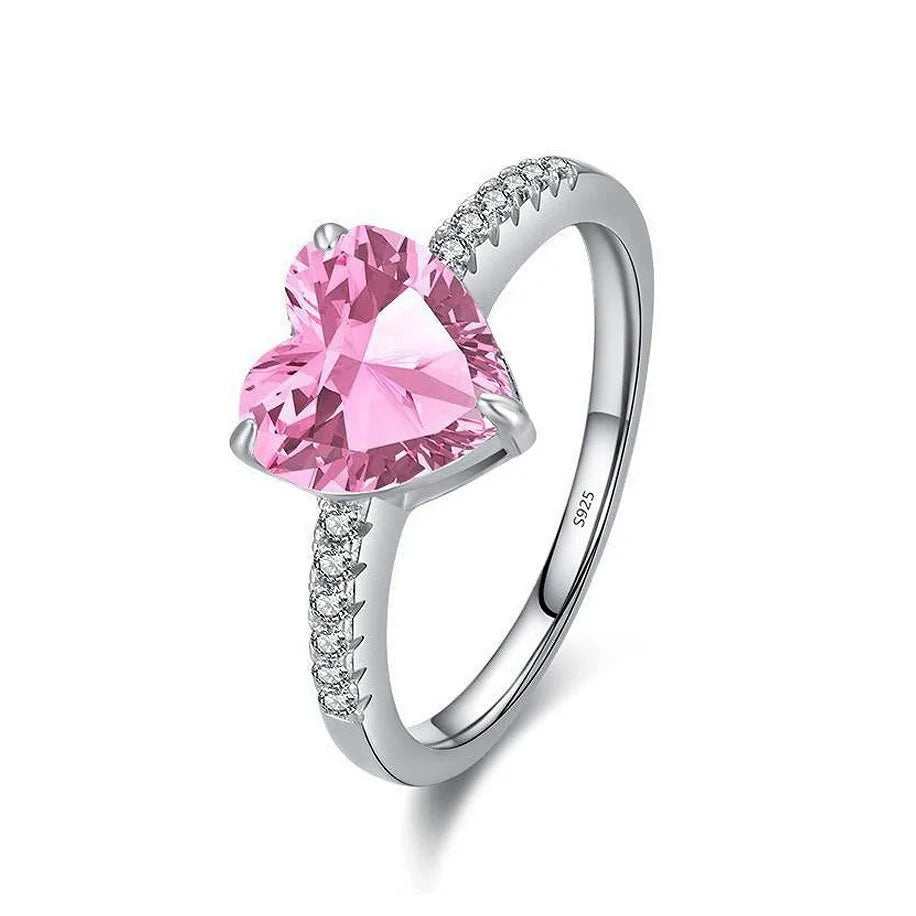 Wholesale Waterproof 5A 8A Pink Cubic Zirconia Rings 925 Sterling Silver OEM ODM Custom Factory Direct Ring Jewelry Manufacturer