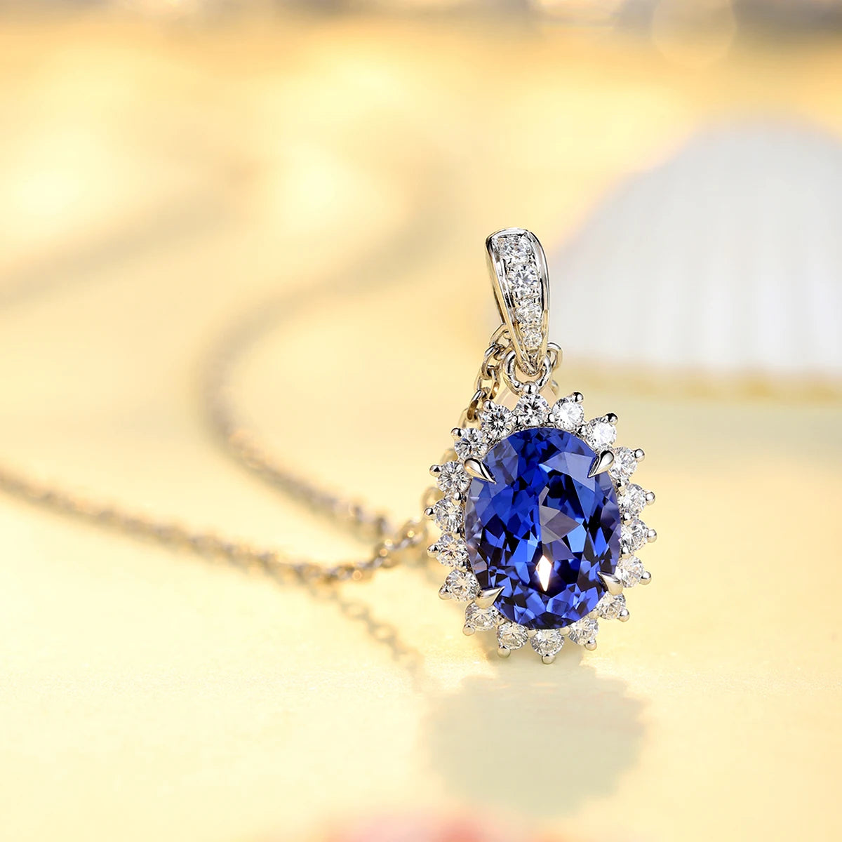 ArtistA High Quality Luxury Style Oval Shape Pendant Sterling Silver Jewelry Sapphire Charm Silver S925 Necklace Women Birthday Gift