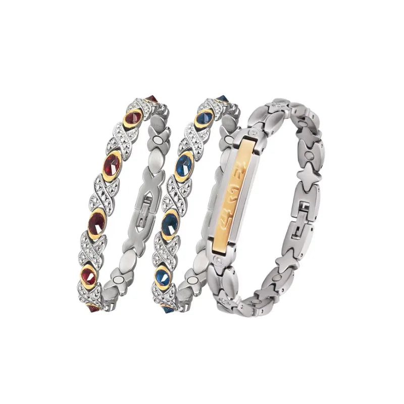 Unisex Tungsten Steel Ceramic Dropstick Wood Shell Diamond Christian 14K Gold Plated Crown Shape Classic Bracelet Gift for
