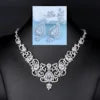 LUOTEEMI Luxury Design Multi Cubic Zircon White Rhodium Gold Plated Big Clear CZ Indian Bridal Jewelry Set