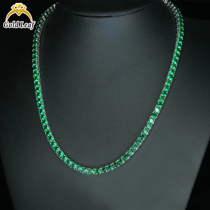 REDheart S&S Hot Sale Trendy Wedding Red Blue Green Four Claws Tennis Bracelet & Necklace Set 925 Sterling Silver White Gold Plated