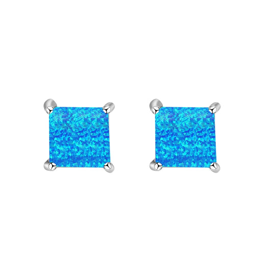 Ins Square Brass Geometric Opal Earrings | Minimalist Cute Gift Jewelry Best Seller Wholesale