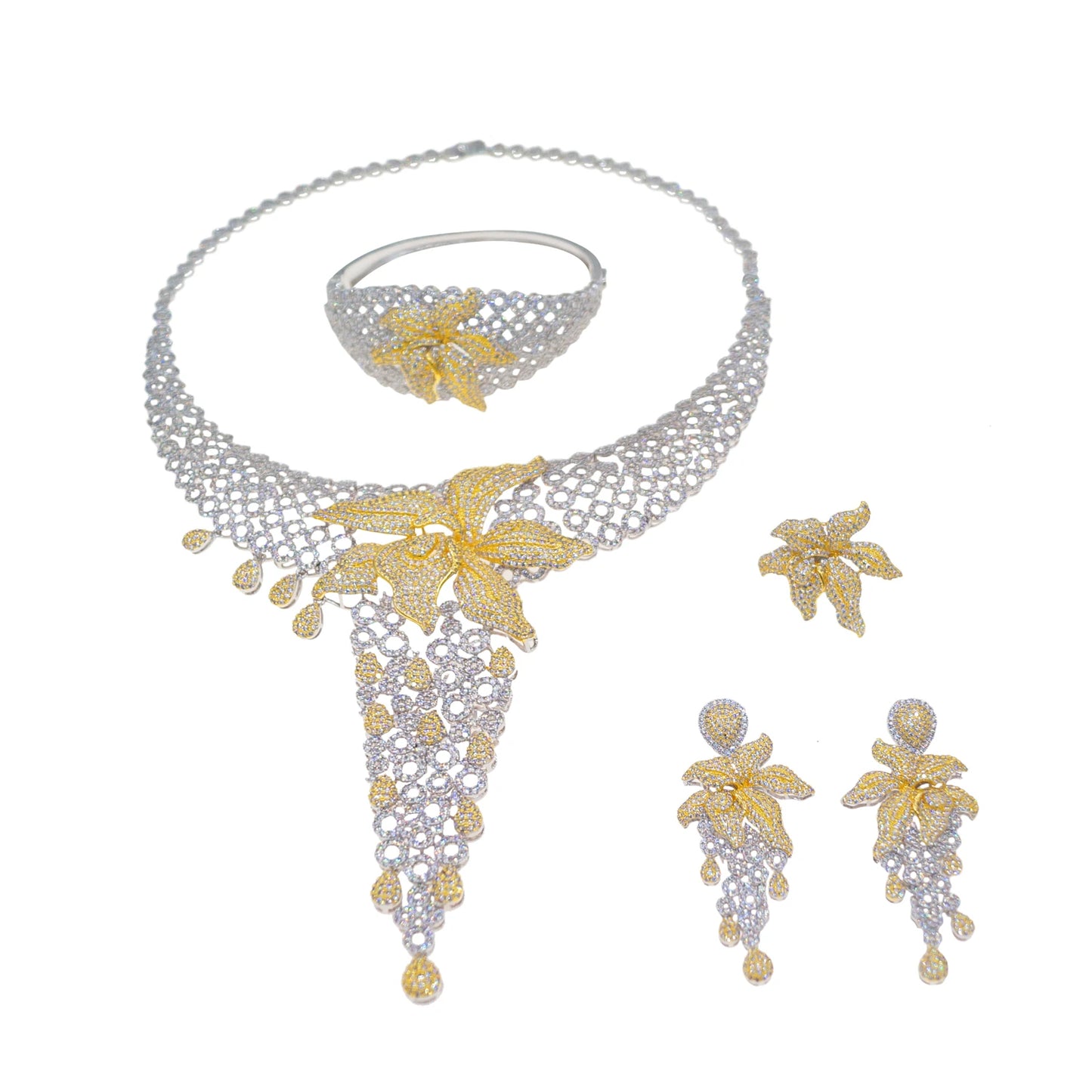 Zhuerrui New Design Sense Jewelry Set American High-end Diamond Series Ladies Classic Inheritance Wedding Four SetsHZ250003