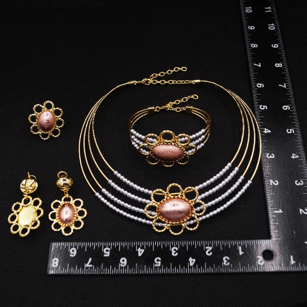 Italian Jewelry Set Alloy Brazilian Jewelry Sets Wedding Party Pendant Necklace Bracelet Ring Earrings Jewelry Set  HS2603925