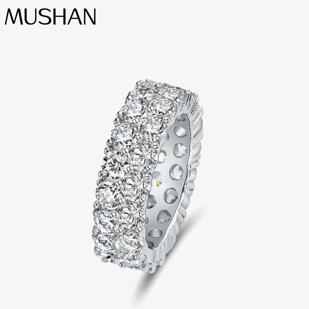 MuShan Jewelry Factory Circular White 3.5mm High Carbon Diamond 0.2 Carat Ring With Double Rows of Full Diamonds
