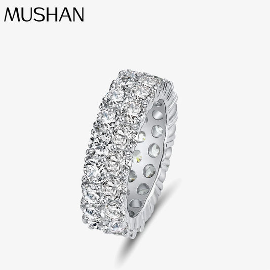 MuShan Jewelry Factory Circular White 3.5mm High Carbon Diamond 0.2 Carat Ring With Double Rows of Full Diamonds