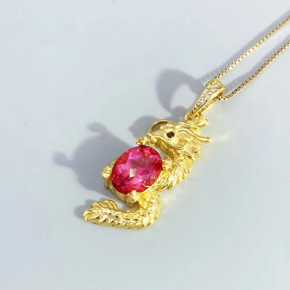 Gioiellieri Natural Pink Topaz Pendant with Oval Cut Large Pink Stone for Statement Jewelry in 925 Sterling Silver with VVS Clarity