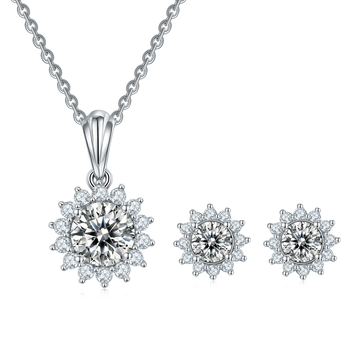 REDheart 925 Sterling Silver Women Fine Jewelry Sets Moissanite Diamond Earrings Necklace Sets for Wedding