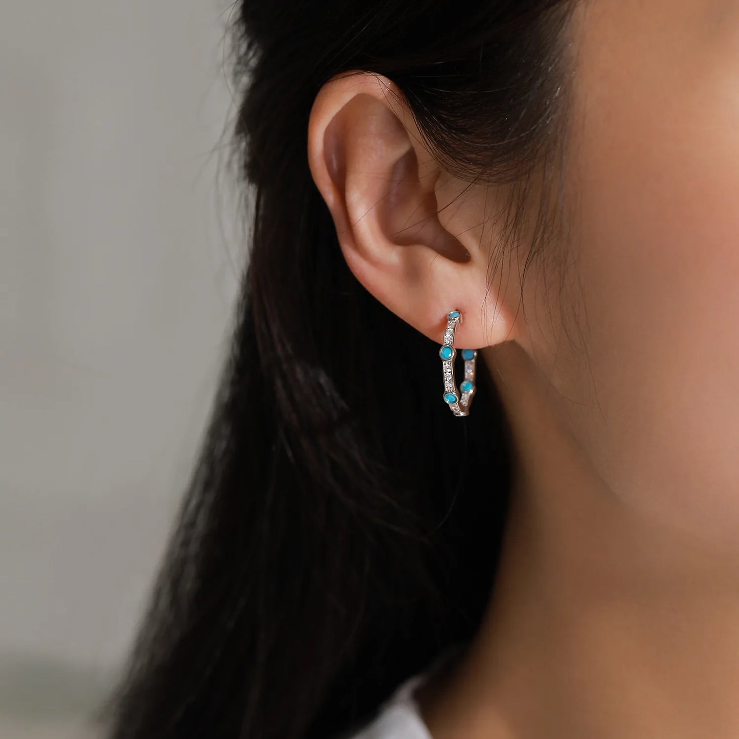 Wholesale 925 Sterling Silver Temperament Turquoise Retro Fashion Ring Earrings Jewelry Set Gift Set