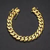 Luxury Miami Cuban Link Chain Bracelet Necklace Brass 14k 18k Gold Plated Zircon Clasp Iced Out 3D Logo Laser Engraving Jewelry