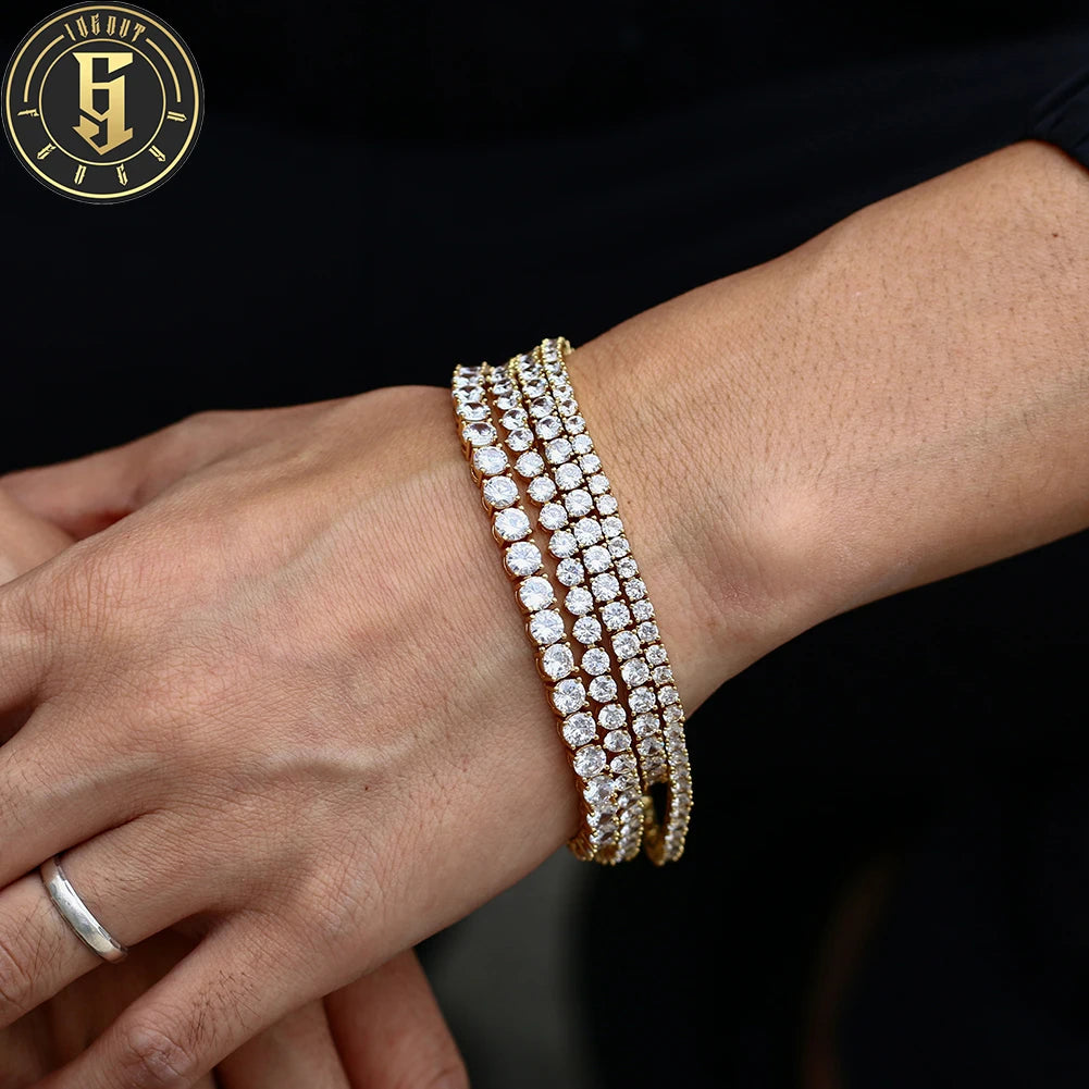BiG-BOSS Factory Hip Hop Jewelry 3mm 4mm 5mm Gold Plated Brass CZ Diamond Iced Out Fashion Custom Tennis Bracelet for Men Women