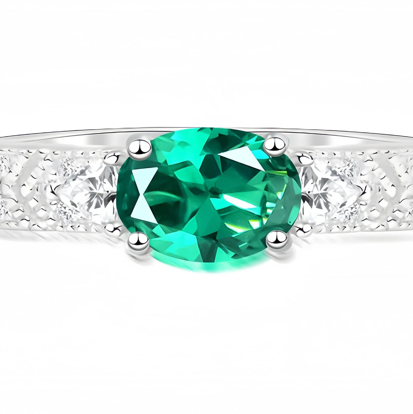 MUSHAN Jewelry Factory 5*7mm Simple 1ct Red and Blue Green Lab Grown Gemstones Ring Women Wedding Band 925 Sterling Silver Rings