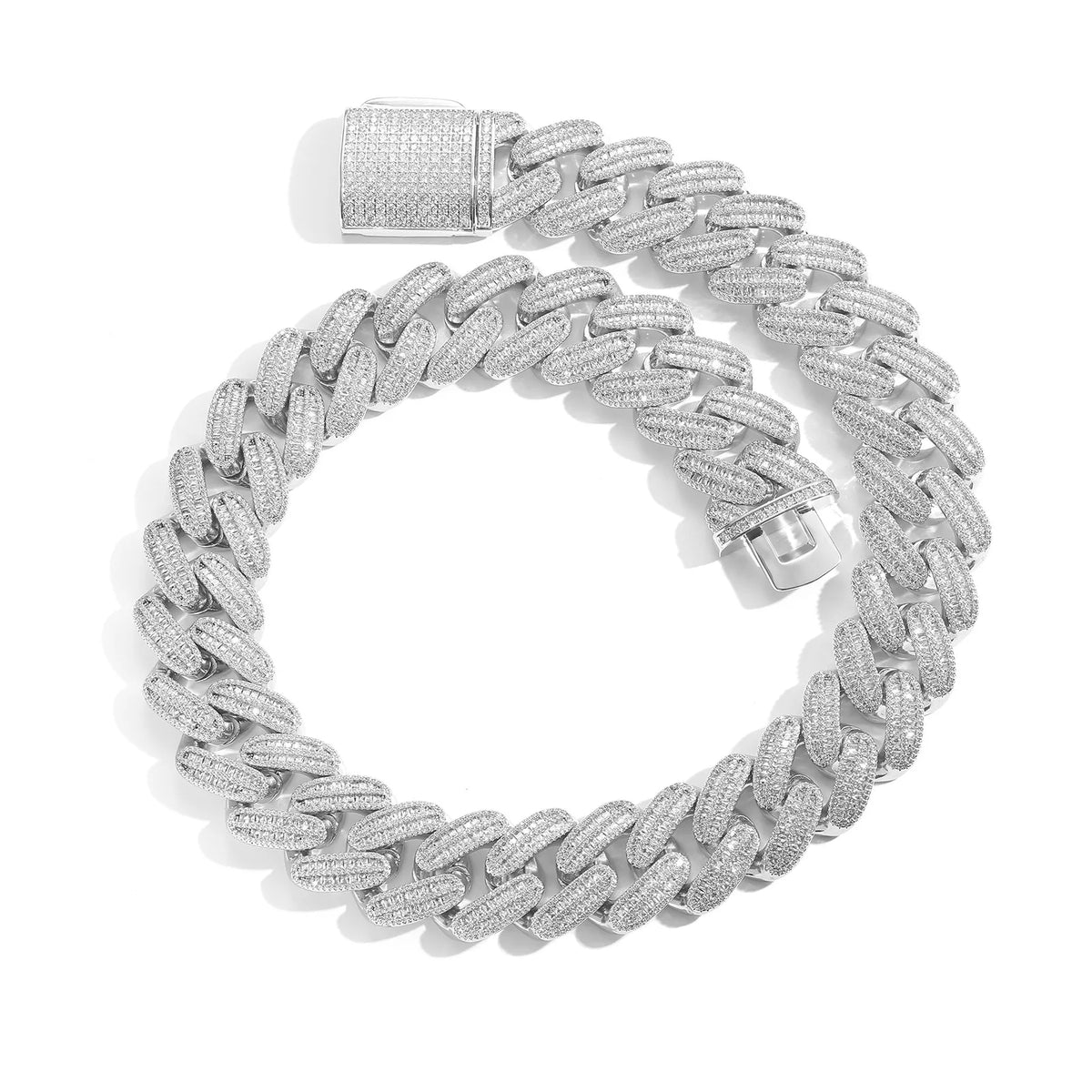 REBEL Bulk Silver/Gold Plated Hip Hop Jewelry Iced Out Brass Cuban Chain Necklace and Bracelet Set for Men Under $100