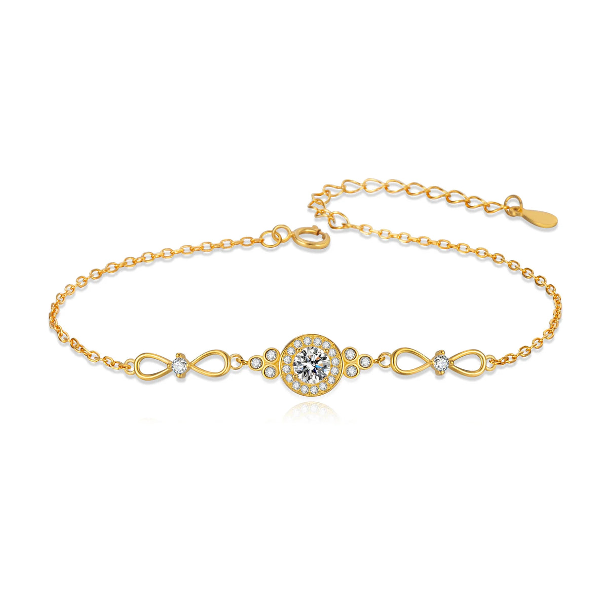 S&S 925 Sterling Silver Zircon Square Jewellery Set | Necklace, Bracelet & Ring | Platinum & Gold | S&S Collection