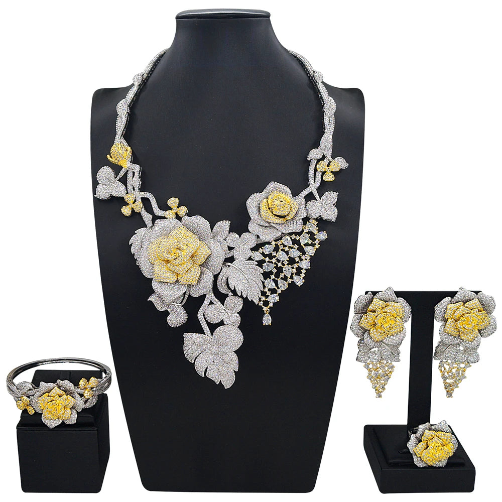 Zhuerrui New Design Sense Jewelry Set American High-end Diamond Series Ladies Classic Inheritance Wedding Four Sets HZ23033211