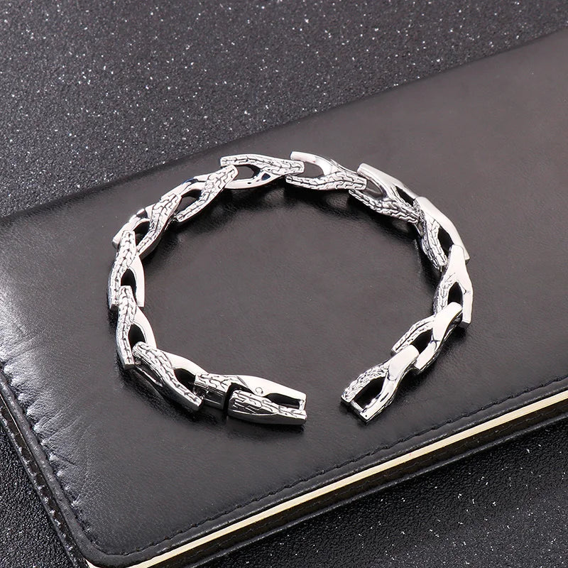 REBEL Fine Jewelry Fashion Bracelets Men Stainless Steel Trendy Links Bracelet Bangle