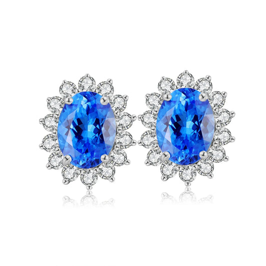 Gemfiori Anster S925 Silver Lab-Grown Cobalt Spinel Trendy Drop Earrings for Woman Wedding Party