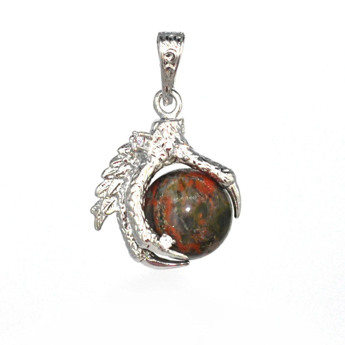 REDheart Womens Dragon Claw Pendant Necklaces Natural Gem Stone Beads 16mm Ball Crystal Quartz Women Men Yoga Gothic Jewelry