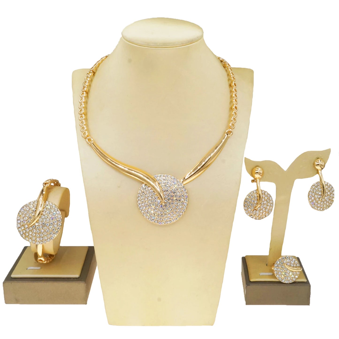 Zhuerrui Customized African Gold Jewelry Sets Simple Silver Bead Necklace Jewelry Set High Quality Bridal Wedding Gift HC23192