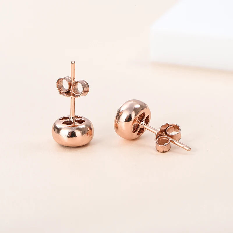 Gioiellieri Rose Gold Plated 925 Silver Natural Blue Sapphire Stud Earrings Women's Jewelry for Party Wedding & Everyday Wear