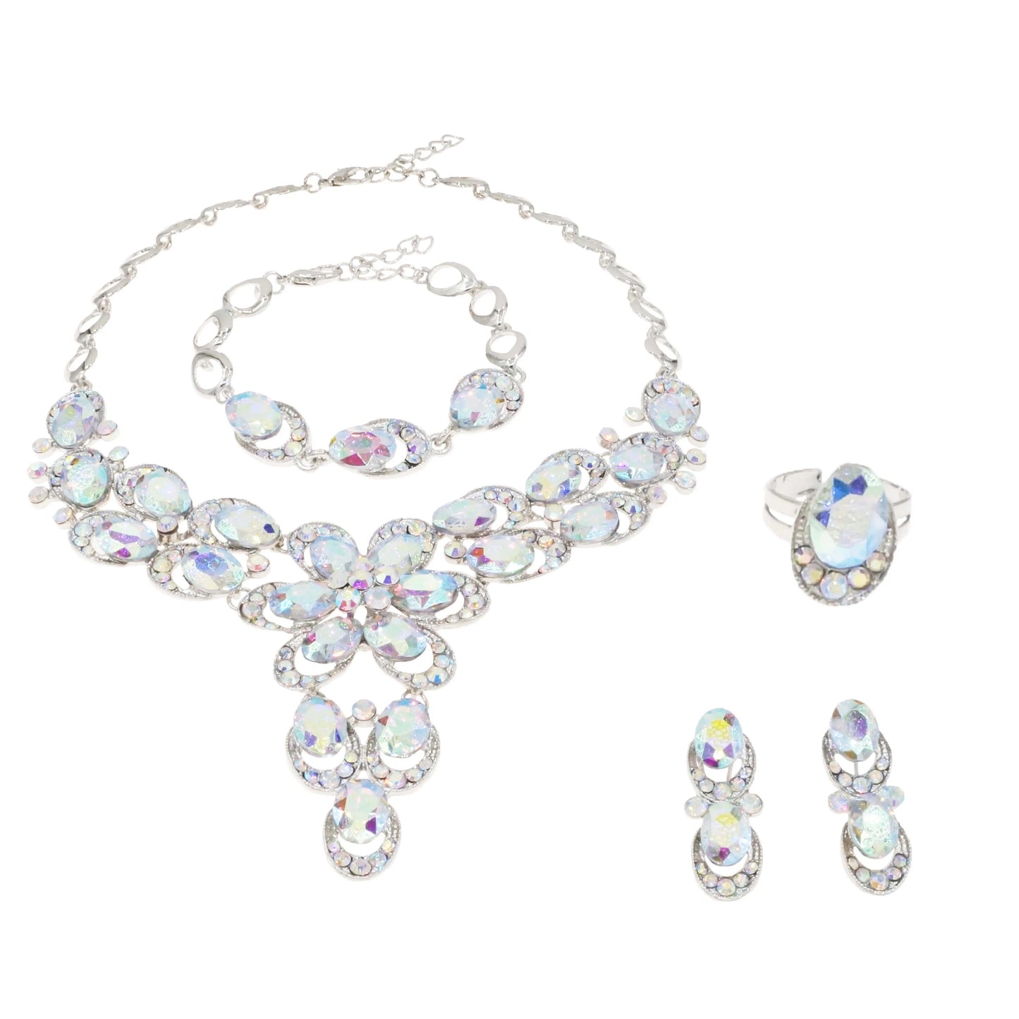 Zhuerrui Customized Women's Gold Jewelry Sets Simple Silver Beads Necklace Jewelry Set Fashionable Bridal Wedding Gift HA23284