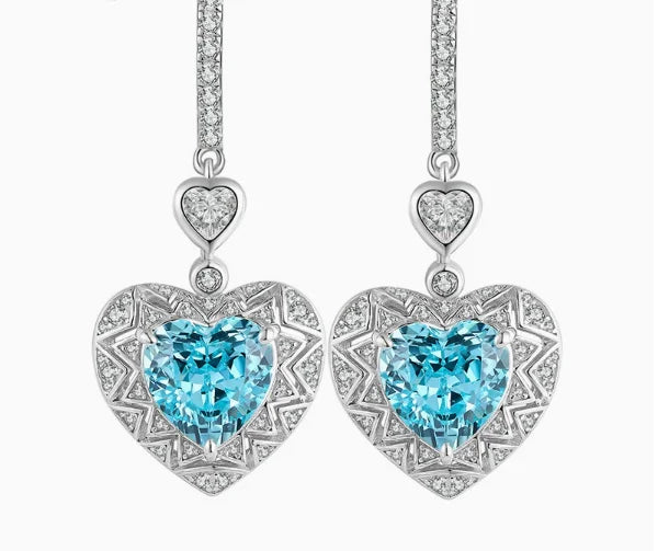 Gemfiori Fashionable High-End Paraba Heart-Shaped Pendant S925 Silver Bead Chain Necklace for Women 85-Carat Center Stone