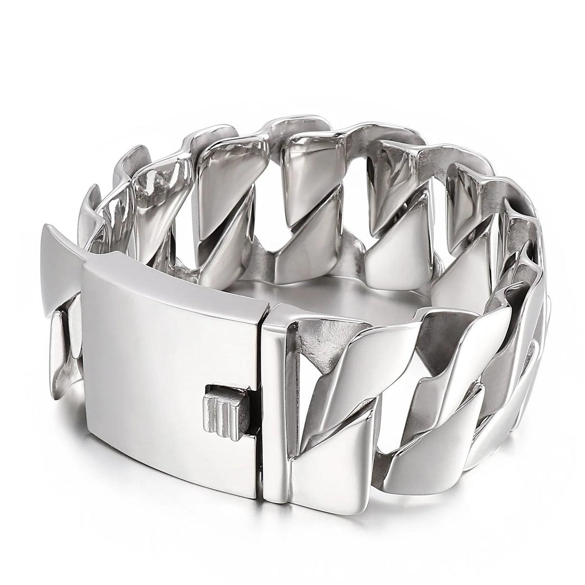 VIKING Wide Cuban Cuff Bracelet – 316L Stainless Steel Men's Statement Bangle