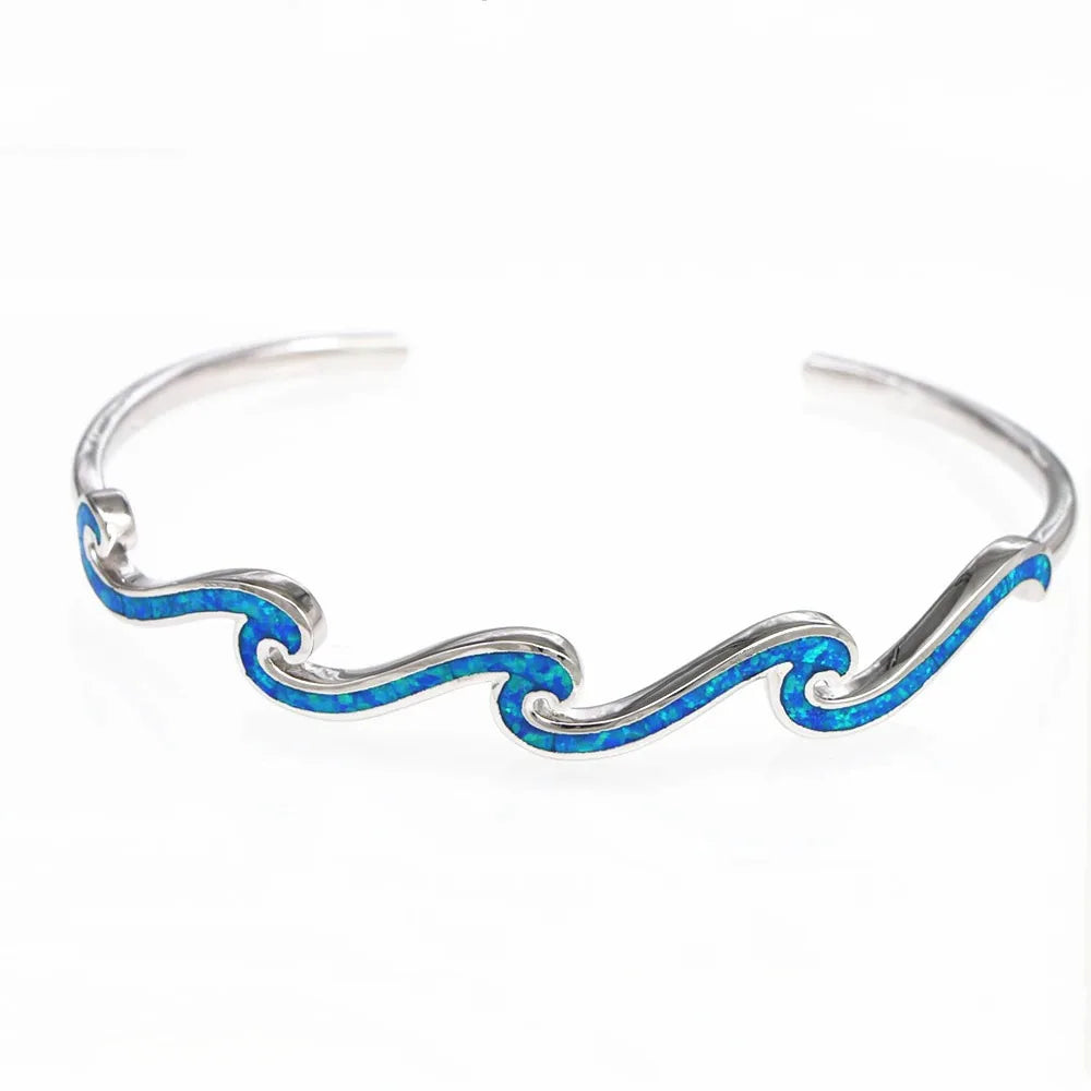 Hawaiian Style Multi Layer Wave Opal Bracelet Boho Chic Gemstone Bangle for Women Wholesale Fashion Jewelry