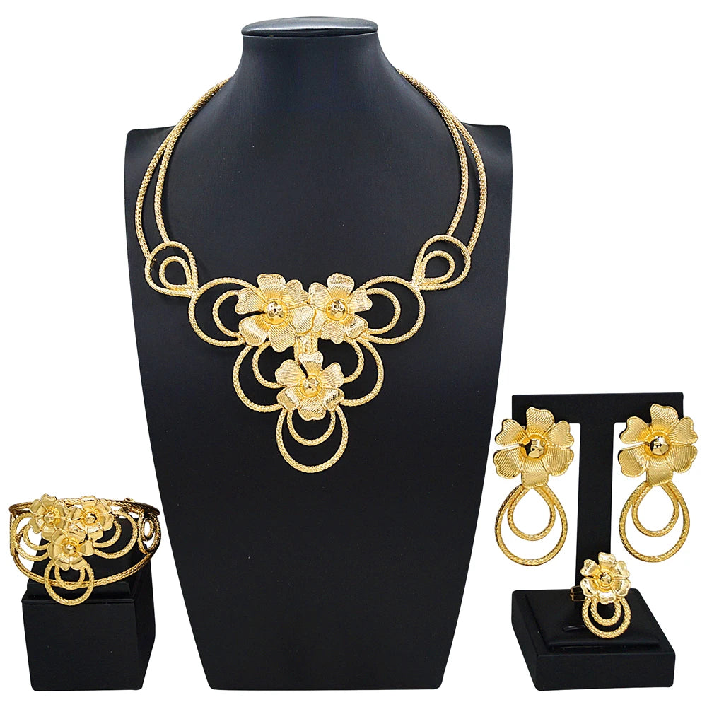 Zhuerrui Italiano Gold Designs Women Jewellery Set Party Fine Costume Jewelry Set Luxury Big Necklace Jewellery Sets X0009730