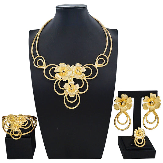 Zhuerrui Italiano Gold Designs Women Jewellery Set Party Fine Costume Jewelry Set Luxury Big Necklace Jewellery Sets X0009730