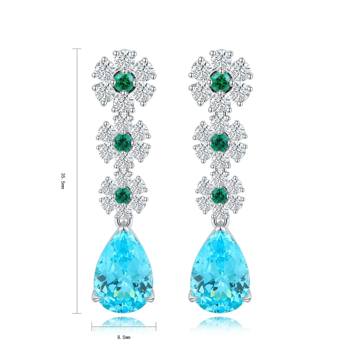 Gemfiori Anster High Quality S925 Lab Grown Paraiba Earring Stud Dainty Gemstone Stud Earrings for Women Daily Wear Gift