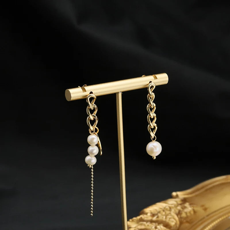 Natural Freshwater White Pearls  Wholesale Fashion Jewelry Earrings Luxury 18k Gold Plating Hoop Earrings