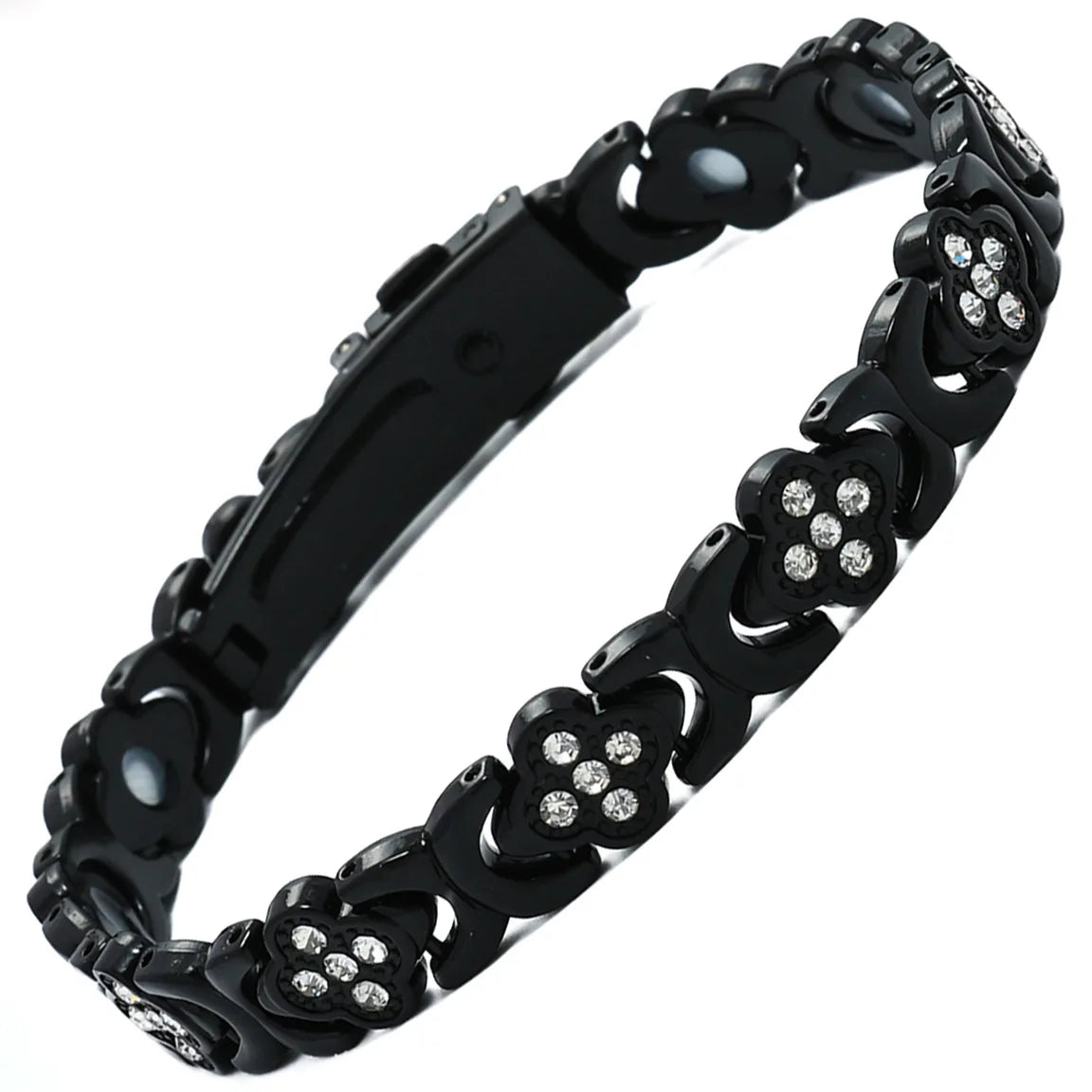 Euro-American Cross-border Hot-selling Magnetic Bracelet Stylish Luxury Lucky Clover Design Kevlar Natural Stone Single-Row