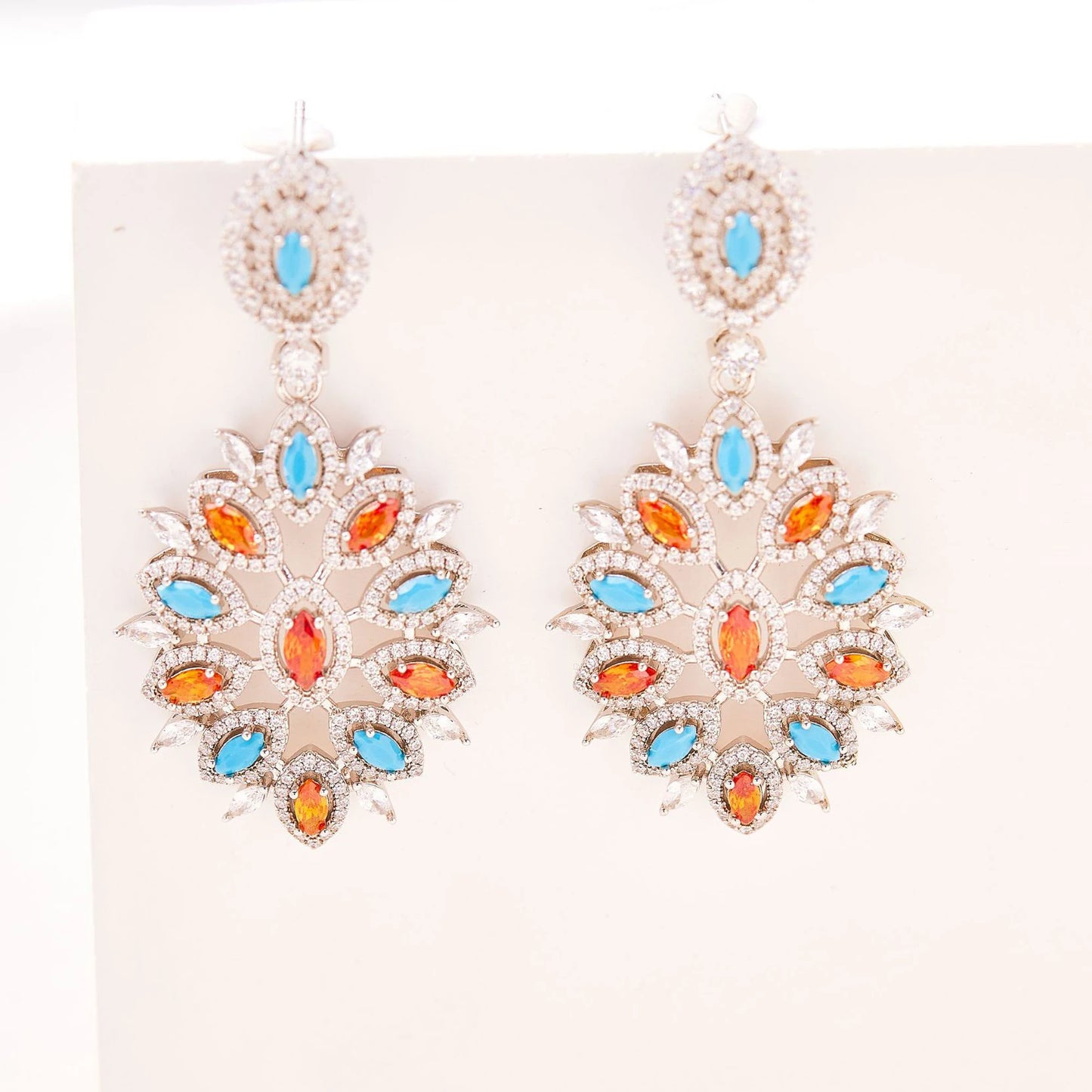 Luxury Marquise-Cut Zirconia 4-Piece UAE Dubai & Nigerian Geometric Bridal Set — Rhodium Plated