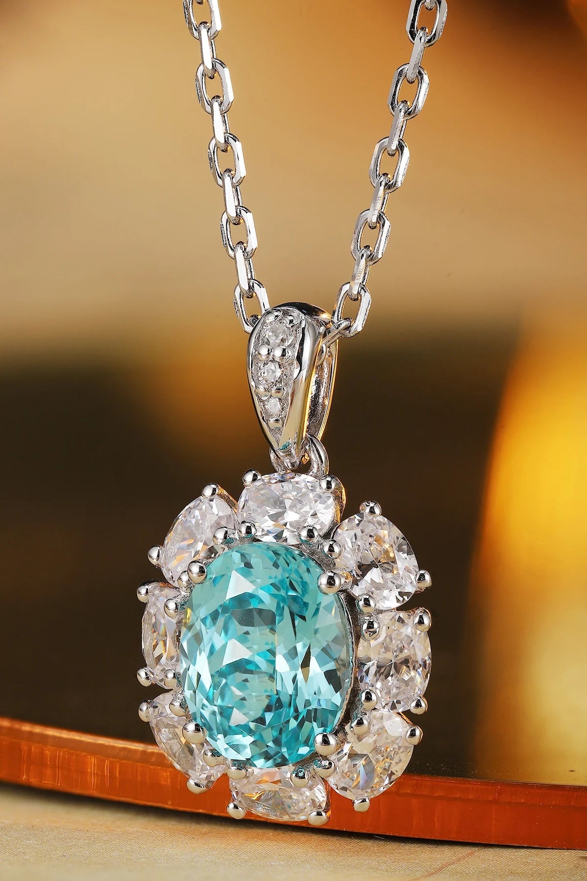 Gemfiori Anster 925 Sterling Silver High-quality Cultivated Paraiba Necklace - Suitable for Parties or As a Gift