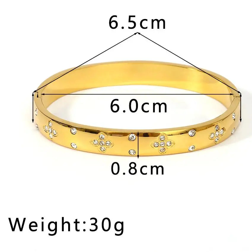 Versatile Hand Round Zircon Fine Snake Chain Bracelets New Green Leaf Charm Gold Stainless Steel Indian Style Bangles ALN2511307