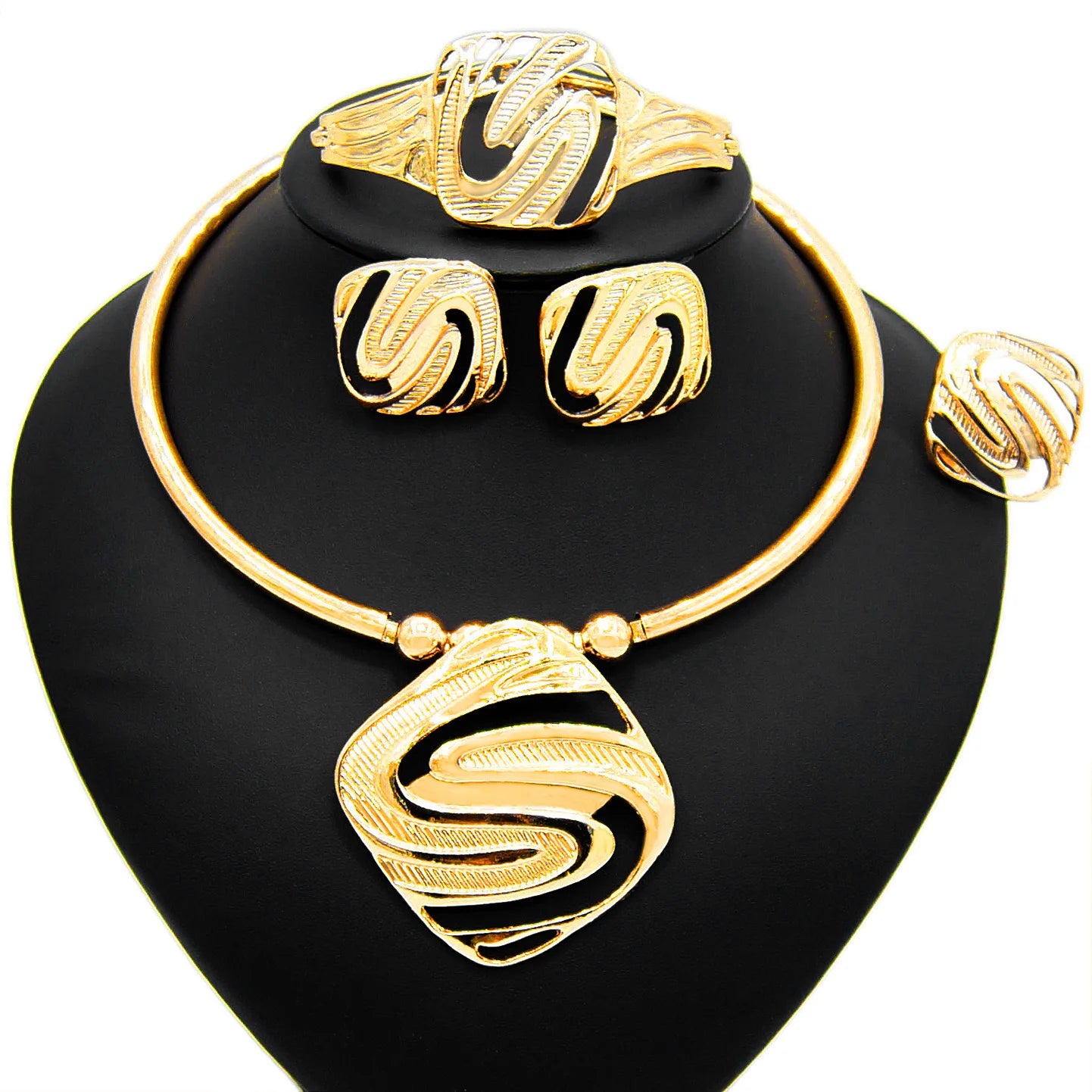 Zhuerrui24K Gold-Plated Luxury Jewelry Set Diamond Butterfly Fashion Beautiful Smart Elegant Fortune Lady Birthday Gift