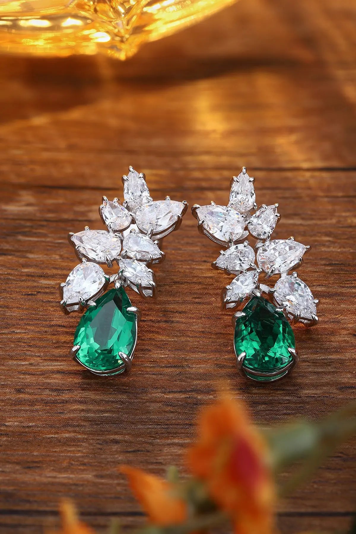 Gemfiori Customized 925 Silver Pendant Earrings with Cultivated Gemstone Luxury High-End Engagement and Wedding Jewelry for Gift