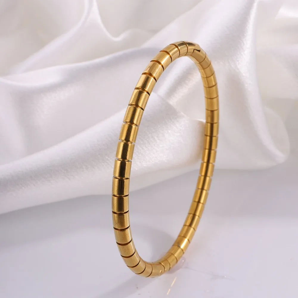 REBEL Stainless Inoxydable Stainless Steel 18K Gold Plated Roman Women Fashion Jewelry Bracelets Bangles