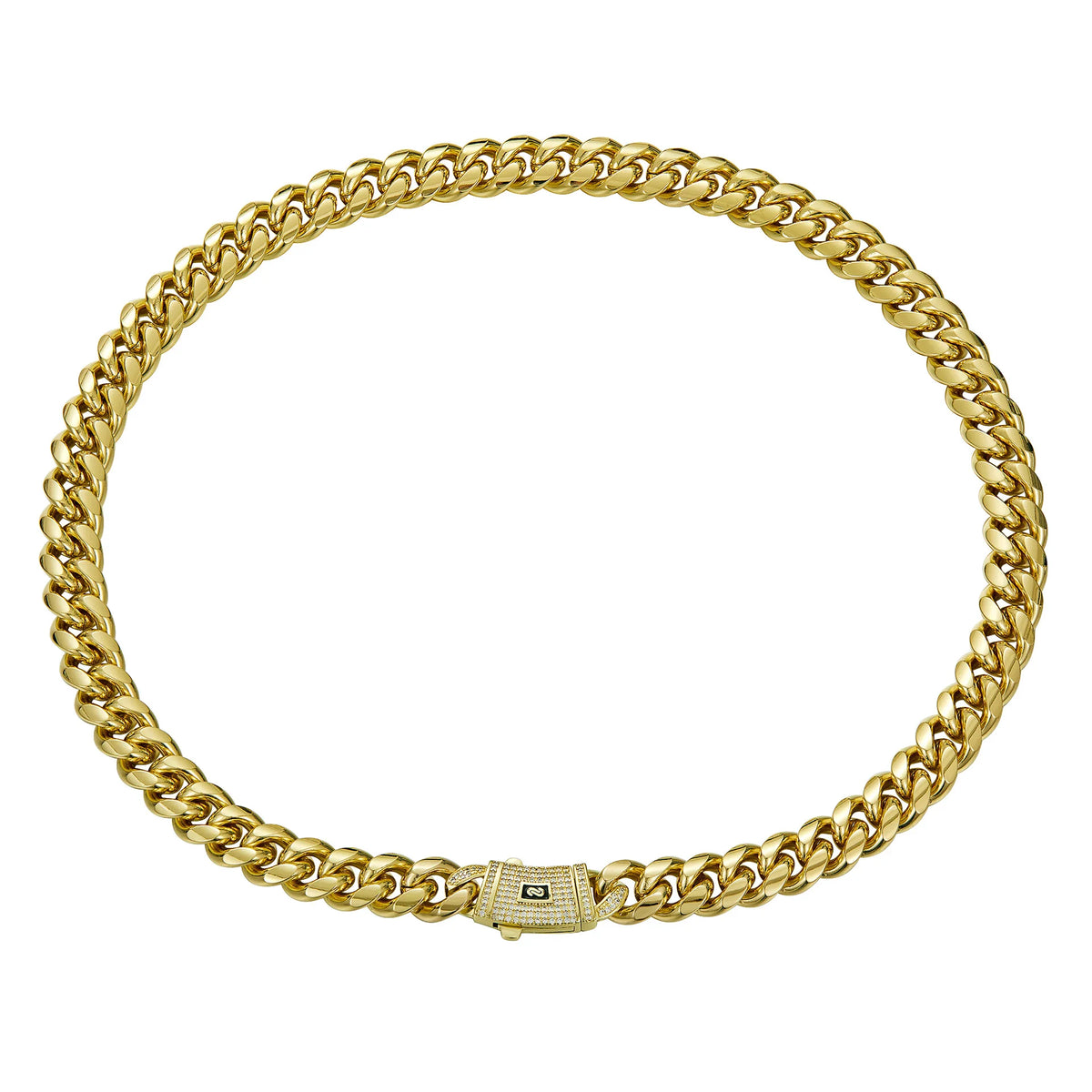 S&S Hip Hop Hot Design Stainless Steel 14K Gold Plated Zircon Monaco Chain 6/8/10/12/14/16mm Miami Cuban Link Chain for Women Men