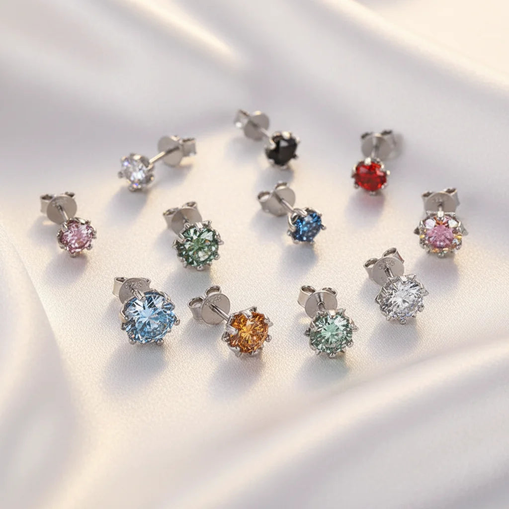 ArtistA Factory Jewelry 0.3-1CT Sparkling Round Moissanite Snowflake-Claw-Set Butterfly-Clutch 925 Silver Everyday Elegance Stud Earring